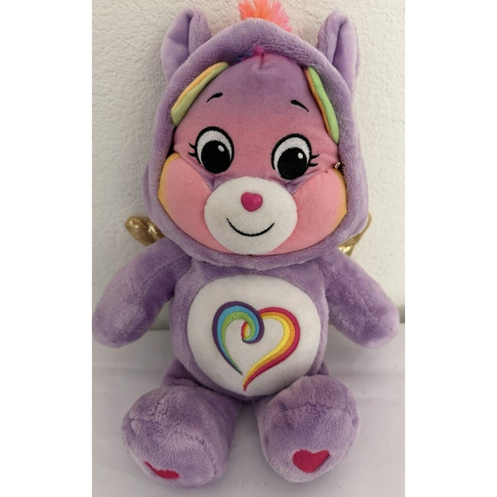 12” 2021 Care Bears Unlock Magic Rainbow Heart Togetherness Bear Purple Plush